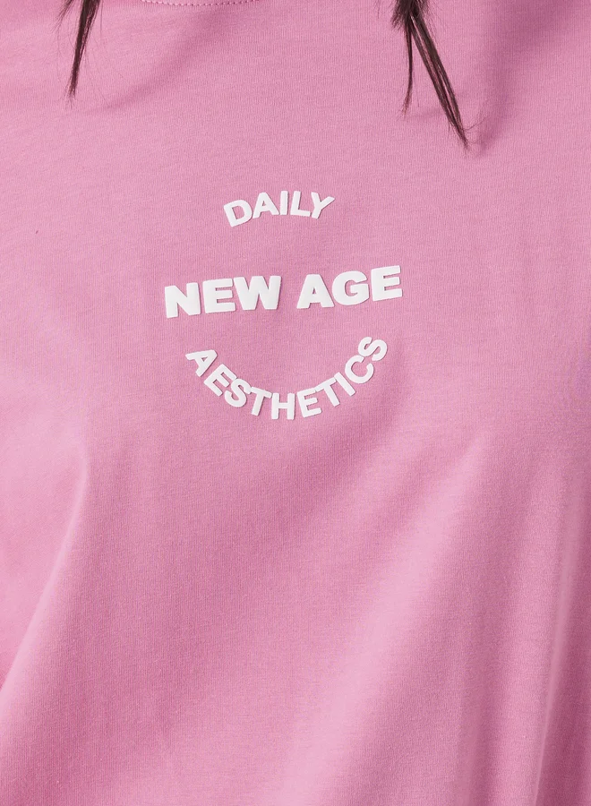 Styli Styli Slogan Printed High Neck Oversized T-Shirt