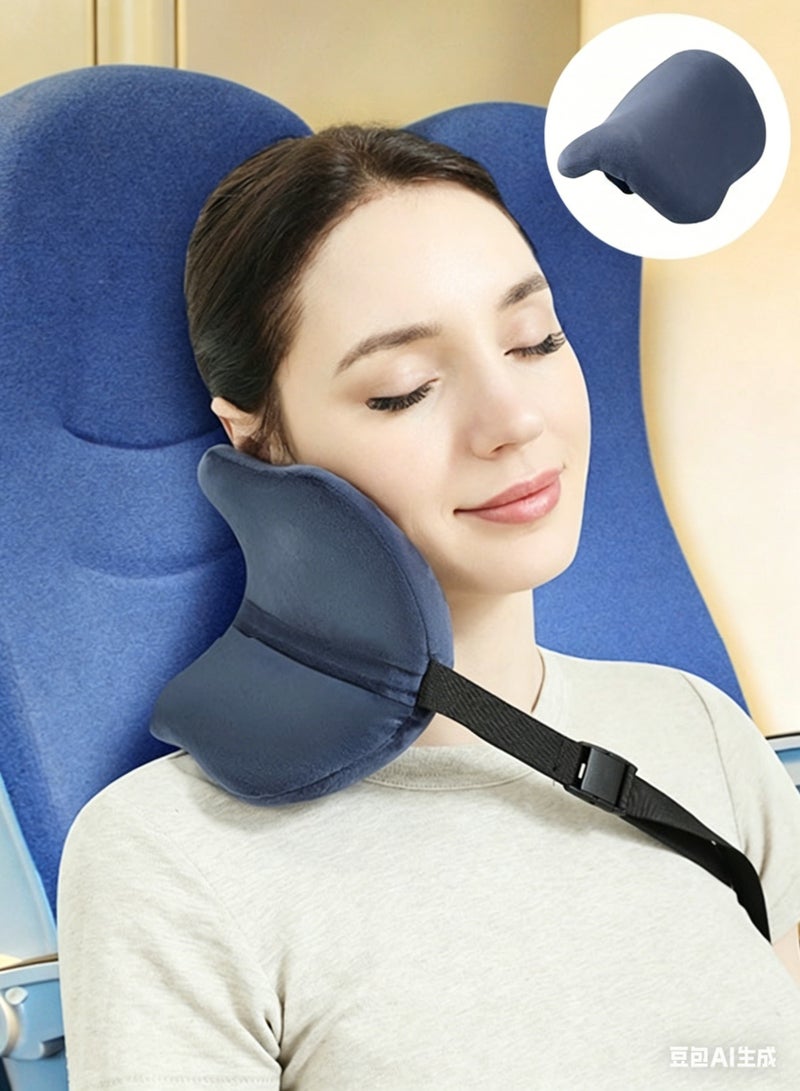 Arabest Travel Pillow for Neck, Memory Foam Neck Pillow for Comfort on Airplane, Compact and Ergonomic Design for Travel, Car Rides, and Home Use, Blue Head Support for Plane Sleeping, Ergonomic Neck Cushion - Image 1