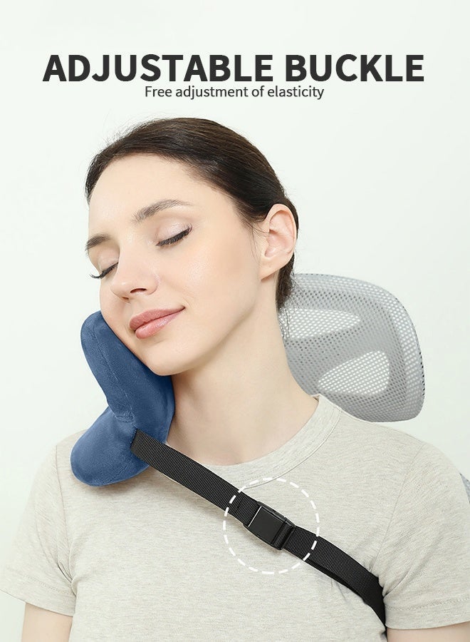 Arabest Travel Pillow for Neck, Memory Foam Neck Pillow for Comfort on Airplane, Compact and Ergonomic Design for Travel, Car Rides, and Home Use, Blue Head Support for Plane Sleeping, Ergonomic Neck Cushion - Image 5