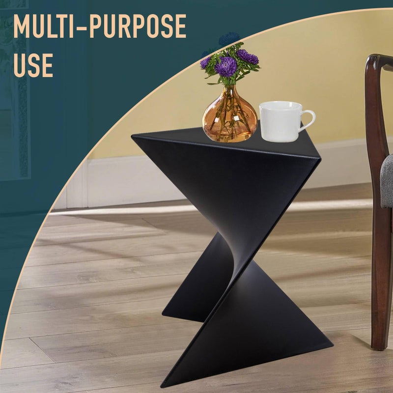 LeisureMod 15.75" Triangular Side Table, Stackable Plastic Accent End Table for Indoor & Outdoor Use, Weather-Resistant Modern Patio & Living Room Table, Black - Image 5