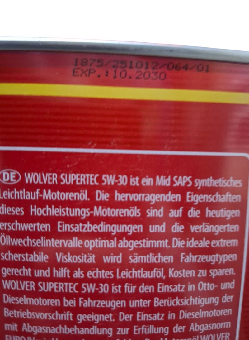 WOLVER 4-liter German-made 5W-30 engine oil for 10,000 km - Image 2
