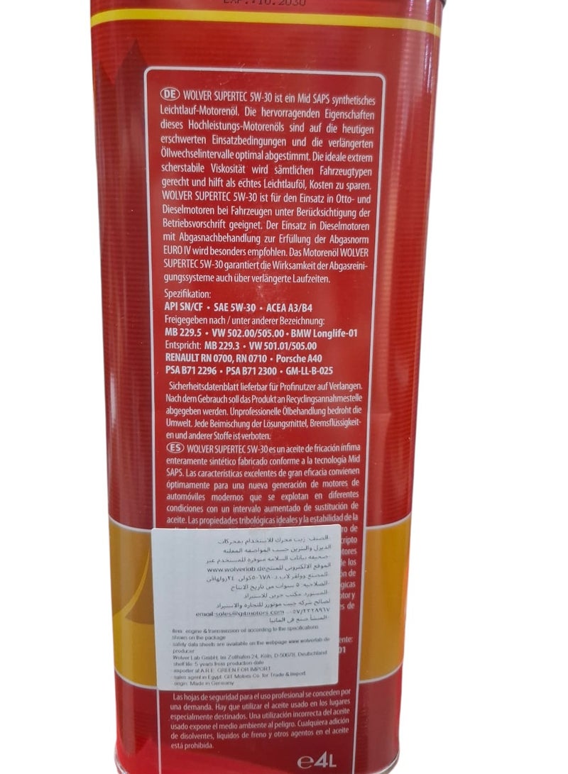 WOLVER 4-liter German-made 5W-30 engine oil for 10,000 km - Image 4