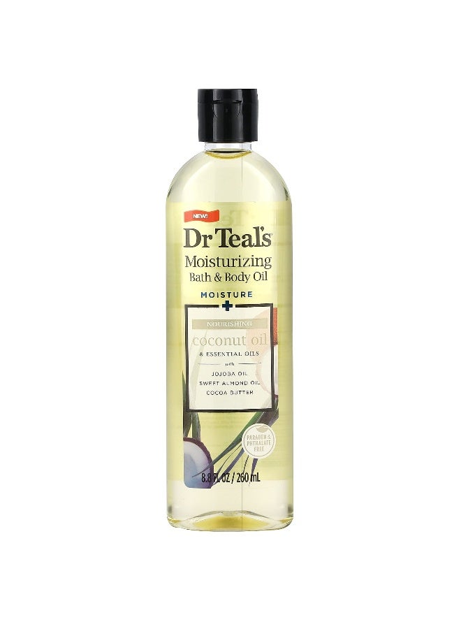 Dr. Teals زيت الاستحمام والجسم المرطب من دكتور تيل، زيت جوز الهند، 8.8 أونصة سائلة (260 مل) - Image 1