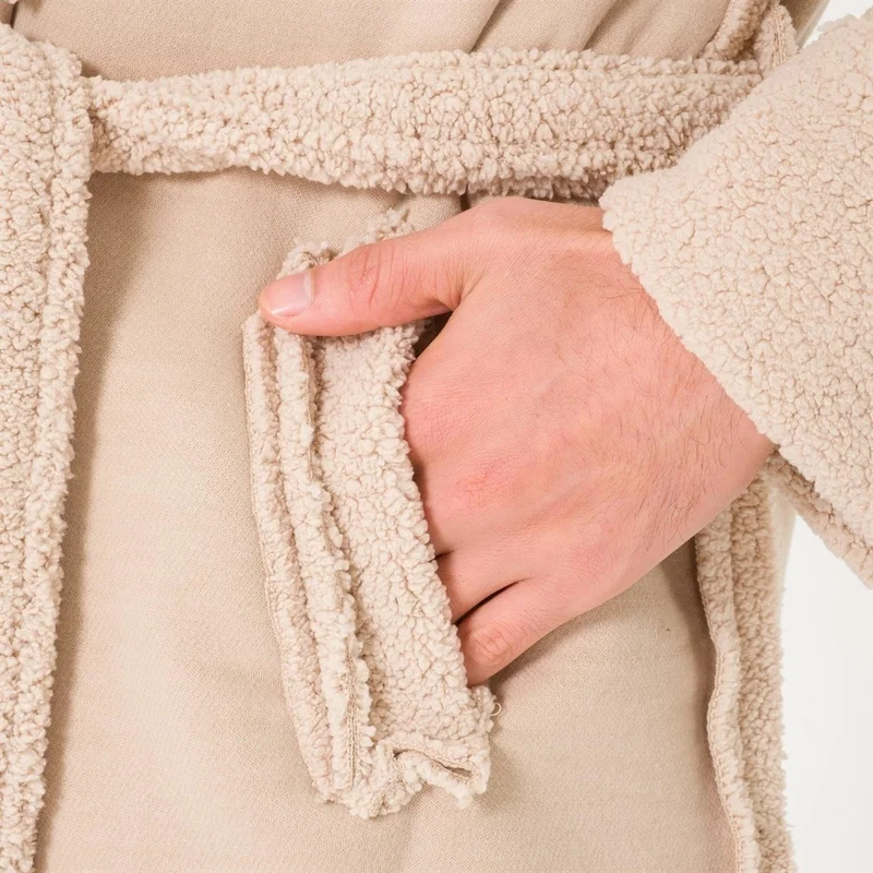 Miespiga Sherpa Men's Dressing Gown with Faux Wool Detail