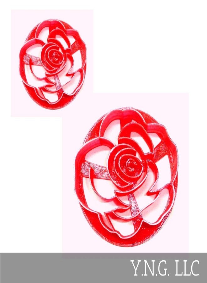 YNGLLC ROSE FLOWER SET OF 2 SIZES CONCHA COOKIE CUTTERS MEXICAN SWEET BREAD STAMPS MADE IN USA PR1760 - Image 2