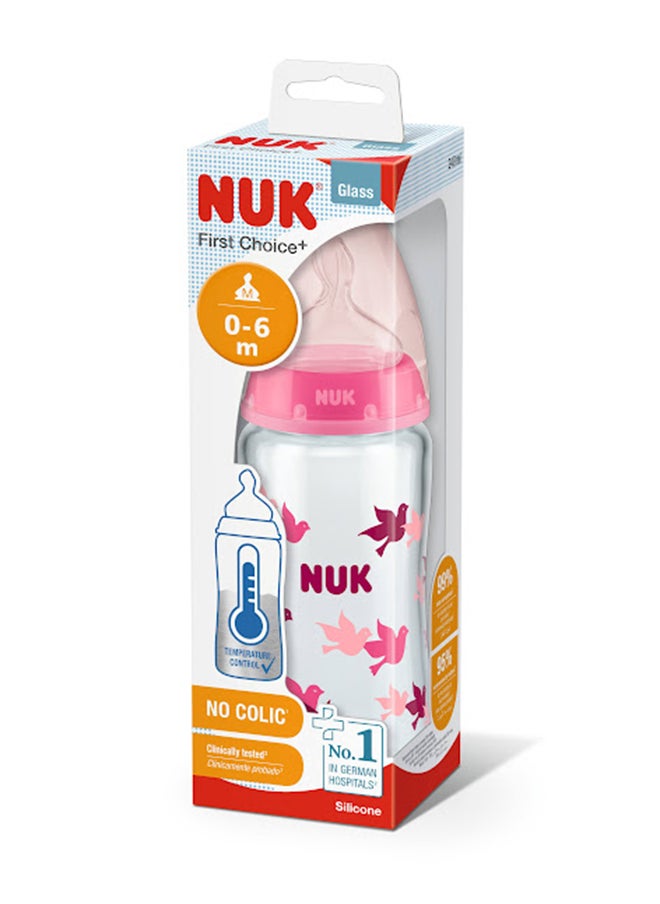 NUK - First Choice+ Bottle Glass TC 240ML Silicone 1M - Image 1