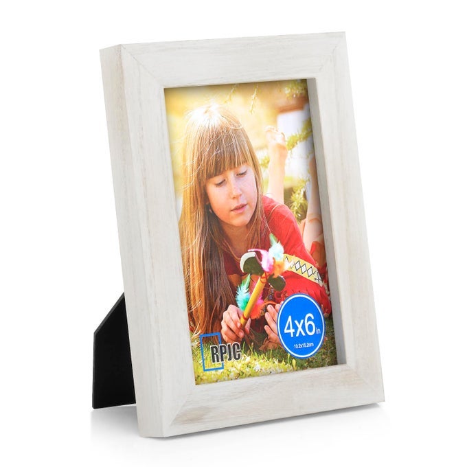 4X6 PICTURE FRAMES MADE OF SOLID WOOD HIGH DEFINITION GLASS FOR TABLE TOP DISPLAY AND WALL MOUNTING PHOTO FRAME RUSTIC WHITE