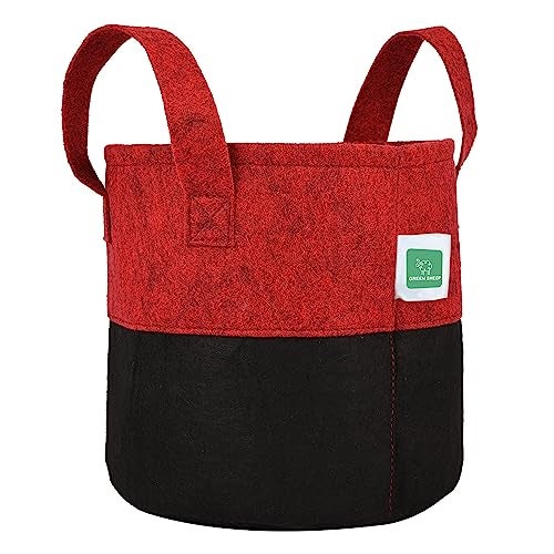 GREENSHEEP Geo Fabric Grow Bags UV Treated Gardening Cotton Pots Terrace Indoor Outdoor Home Balcony Nursery Leafy Vegetable Fruits and Flower (Black & Red Round 400 GSM Size 10x10 Pack of 5) - Image 3
