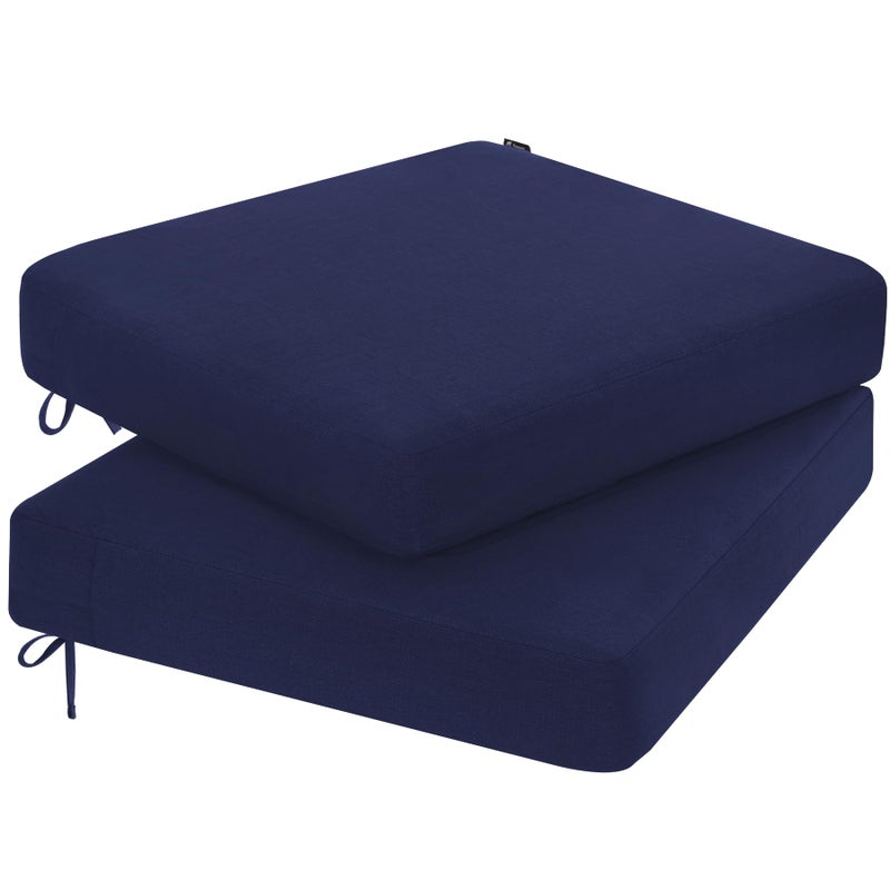 Favoyard Outdoor Chair Cushion 19 x 19 x 3 Inch Rainproof 3Year Fade Resistant Patio Furniture Cushions with Removable Cover and Adjustable Ties for Garden Sofa Couch Pads Set of 2 Blue