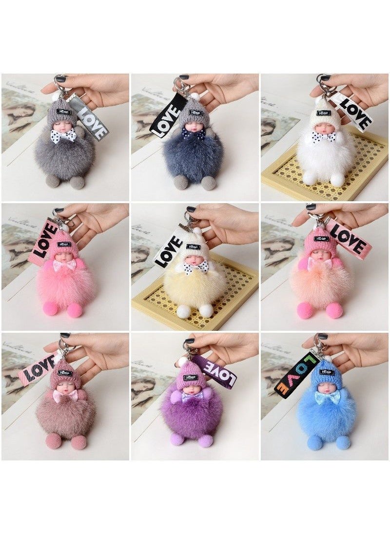 Generic Fox Furry Ball Pendant Sleeping Doll Keychain Cute Doll Bag Decoration Hanging Ornament Nice Looking Keyring Gift For Children Random 50 