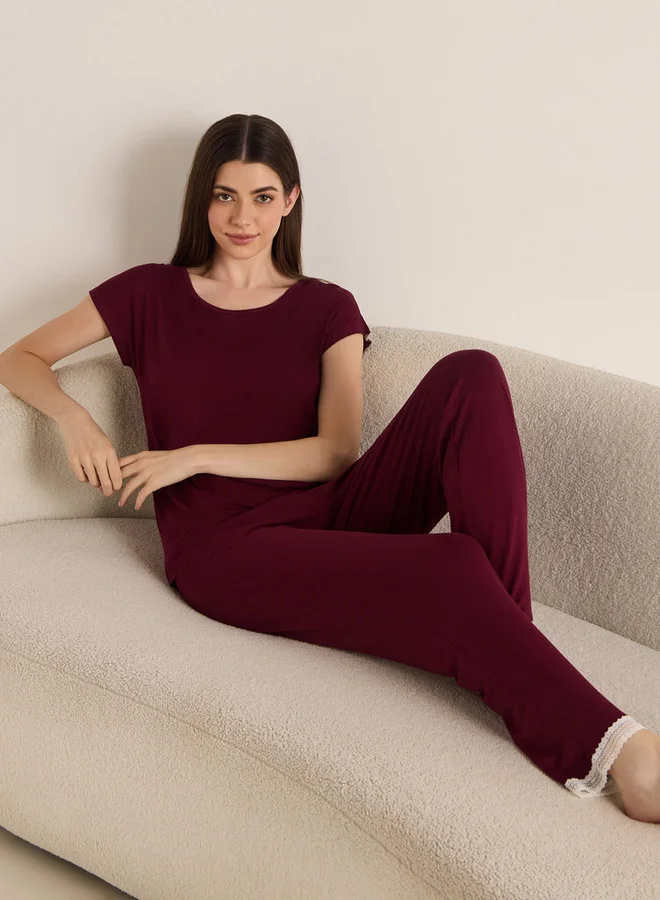 سبلاش فيڤ طقم بيجامة مزين بالدانتيل