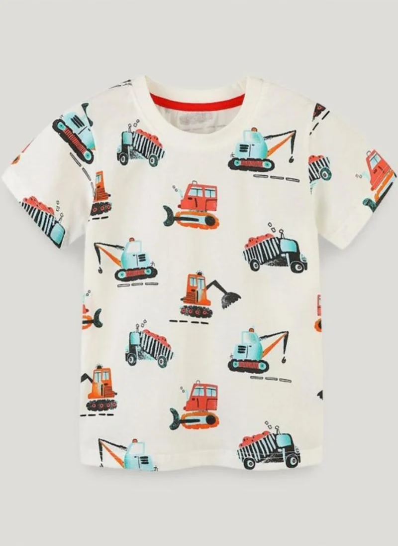 YUNIQEE White Conversational Printed Round Neck Cotton T-shirt