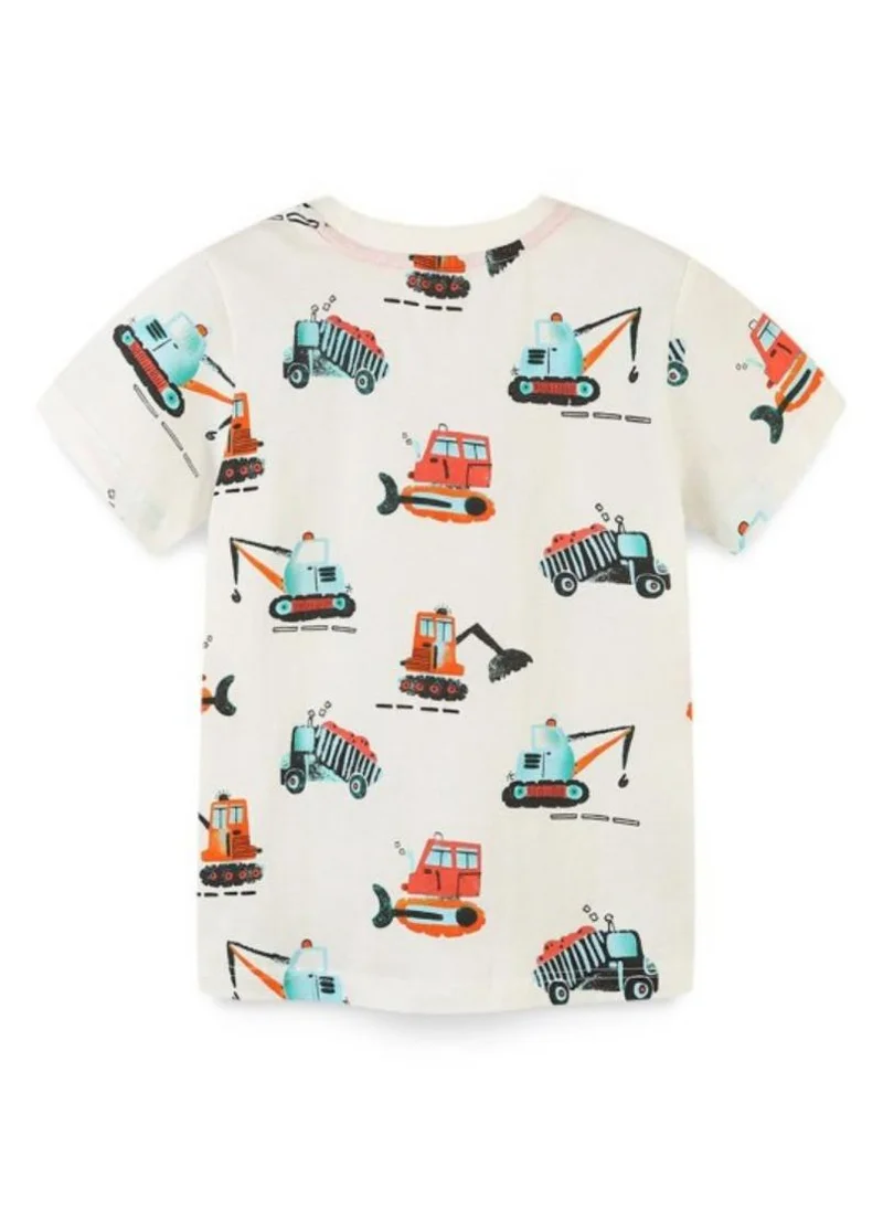 YUNIQEE White Conversational Printed Round Neck Cotton T-shirt