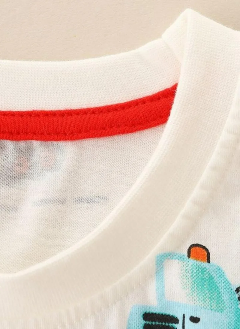 YUNIQEE White Conversational Printed Round Neck Cotton T-shirt