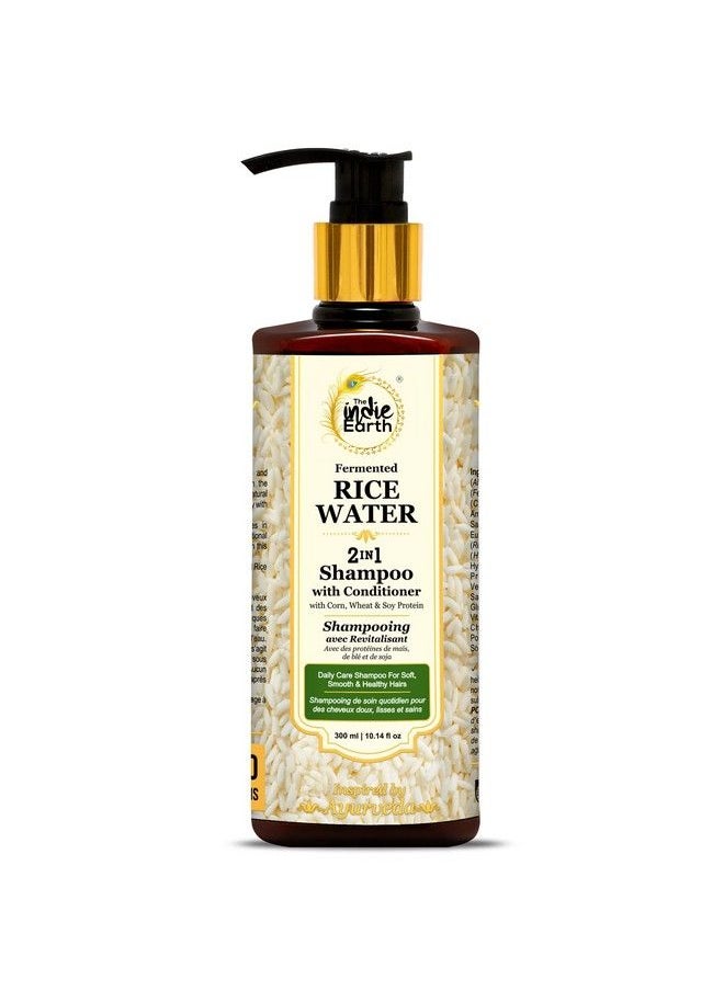 The Indie Earth 2In1 Fermented Rice Water Shampoo With Conditioner With Corn Wheat And Soy Protein No Additional Conditioner Required Daily Care Shampoo For Soft Smooth & Healthy Hairs 300Ml  - Image 1