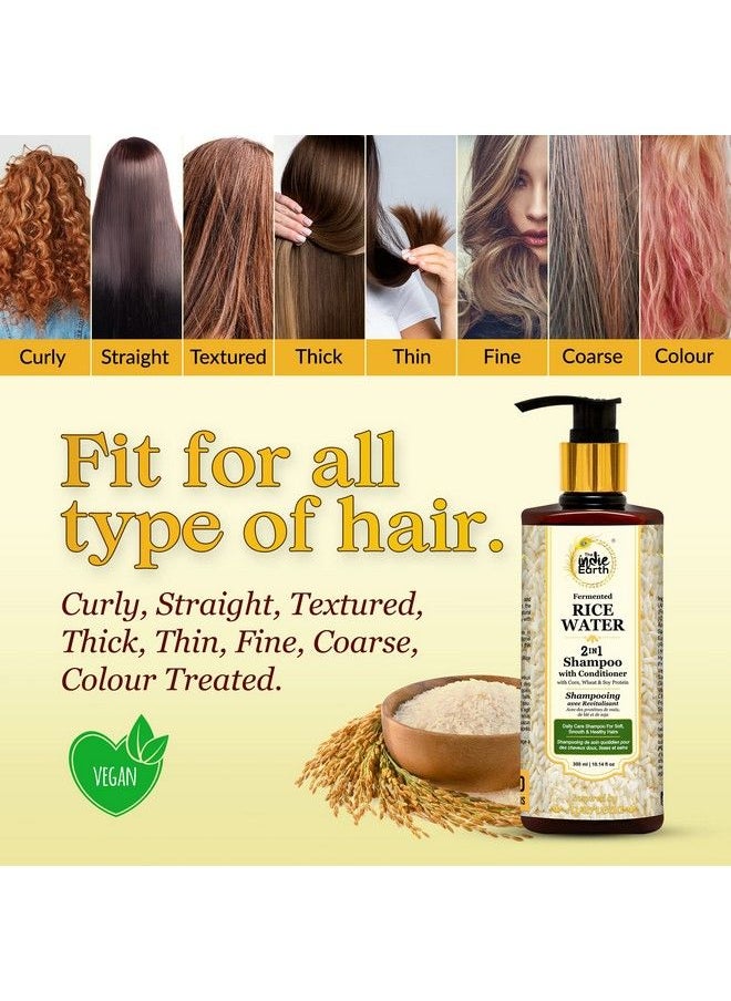 The Indie Earth 2In1 Fermented Rice Water Shampoo With Conditioner With Corn Wheat And Soy Protein No Additional Conditioner Required Daily Care Shampoo For Soft Smooth & Healthy Hairs 300Ml  - Image 4