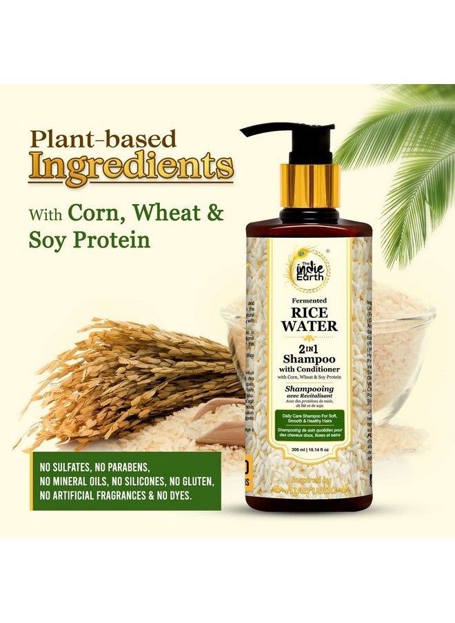 The Indie Earth 2In1 Fermented Rice Water Shampoo With Conditioner With Corn Wheat And Soy Protein No Additional Conditioner Required Daily Care Shampoo For Soft Smooth & Healthy Hairs 300Ml  - Image 3