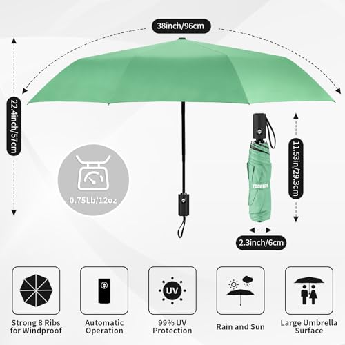 Yoobure Windproof Travel Umbrella - Automatic Umbrellas for Rain, Compact Folding Umbrella with UV Protection, Lightweight Portable Design for Backpack/Walking/Car, Sun & Storm Ready - Image 2