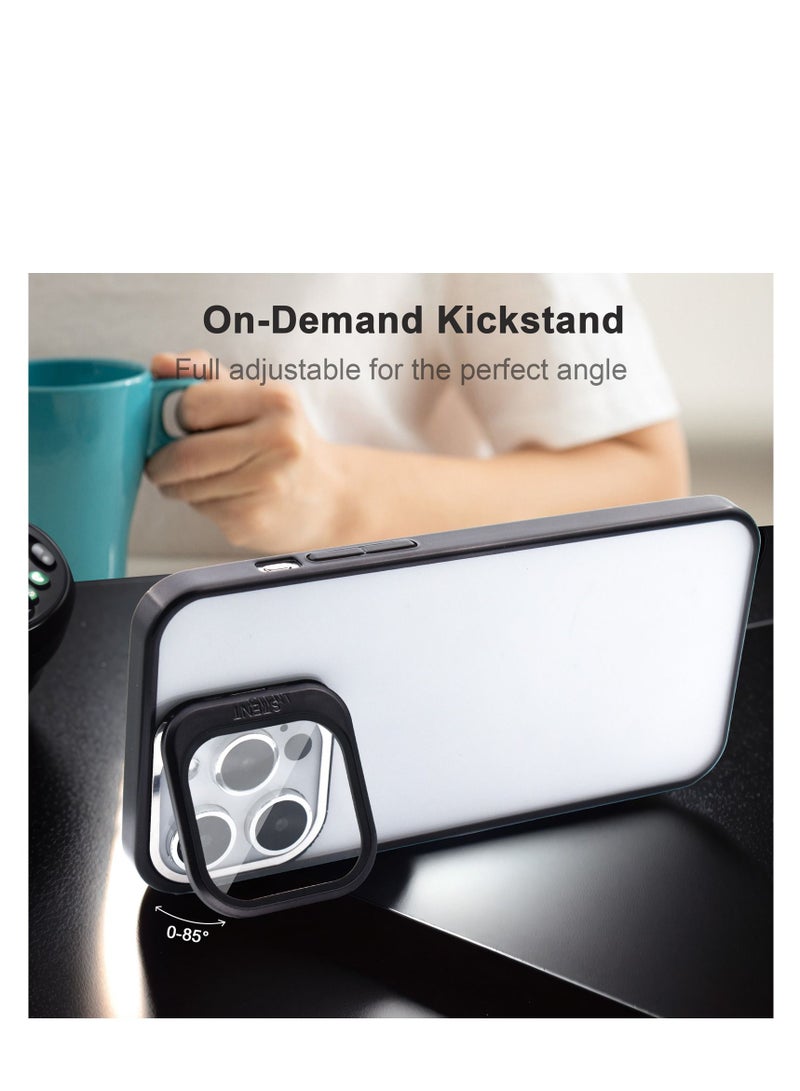 TLAXCA حافظة 4 في 1 لهاتف iPhone 15 Pro مع حامل حلقة الكاميرا 2 × واقي شاشة من الزجاج المقسى و1 × حبل للهاتف الخلوي العالمي مع غطاء هاتف مغناطيسي بحزام رقبة من النايلون قابل للتعديل - Image 3