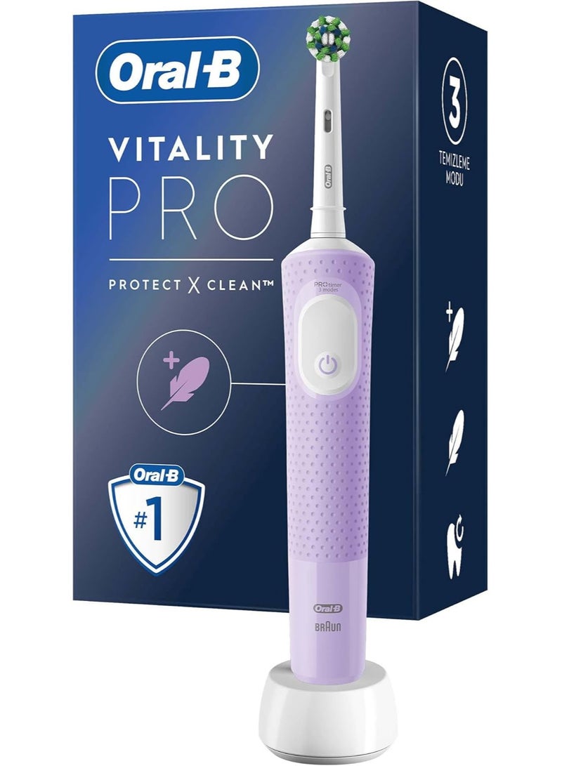 أورال بي فرشاة أسنان كهربائية فيتاليتي برو من اورال بي للحماية والتنظيف بلون بنفسجي فاتح، تلقائي - Image 2