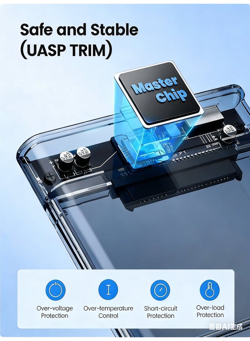 في كي إل 2.5-inch external hard drive enclosure, 6Gbps SATA to USB-C 3.1, compatible with 7/9.5mm SATA/HDD/SSD, tool-free installation, maximum capacity 6TB. - Image 3