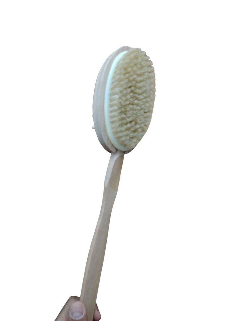 فرشاة استحمام ناعمة الظهر بمقبض طويل من الخيزران غير قابل للانزلاق - Image 2