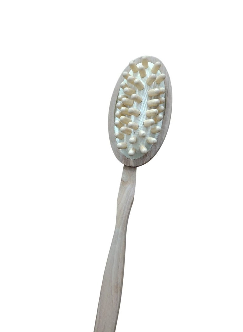 فرشاة استحمام ناعمة الظهر بمقبض طويل من الخيزران غير قابل للانزلاق - Image 3