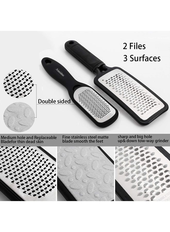 Aimiduo Foot File Callus Remover,Colossal Foot Rasp and Professional Foot Scrubber Pedicure Kit to Remove Hard Skin for Wet and Dry Feet,Surgical Grade Stainless Steel File (black and silvery)  - Image 2