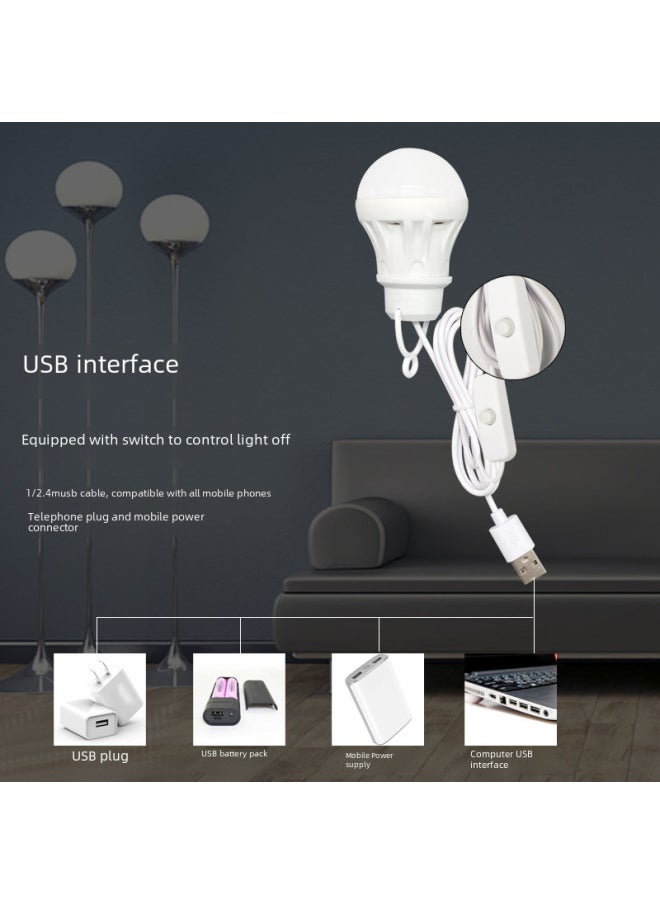 Generic - 5v Usb Led Bulb Light Portable Power Bank Street Stall Computer Use Low Voltage Outdoor Lighting Lantern-Color:Regular (1 M USB Line) (independent White Box Packaging) - Image 1