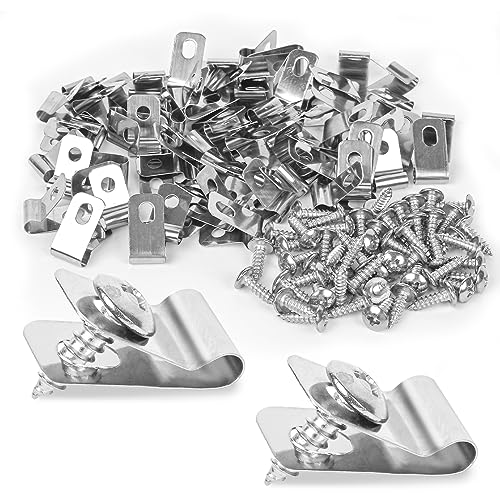 Tottist 120 Pcs Fence Wire Clamps Stainless Steel Fencing Mounting Clips With120 Pcs Stainless Steel Screws for 1216 Gauge Welded Wire to Wood Metal or Vinyl FenceX120 Kit - Image 1