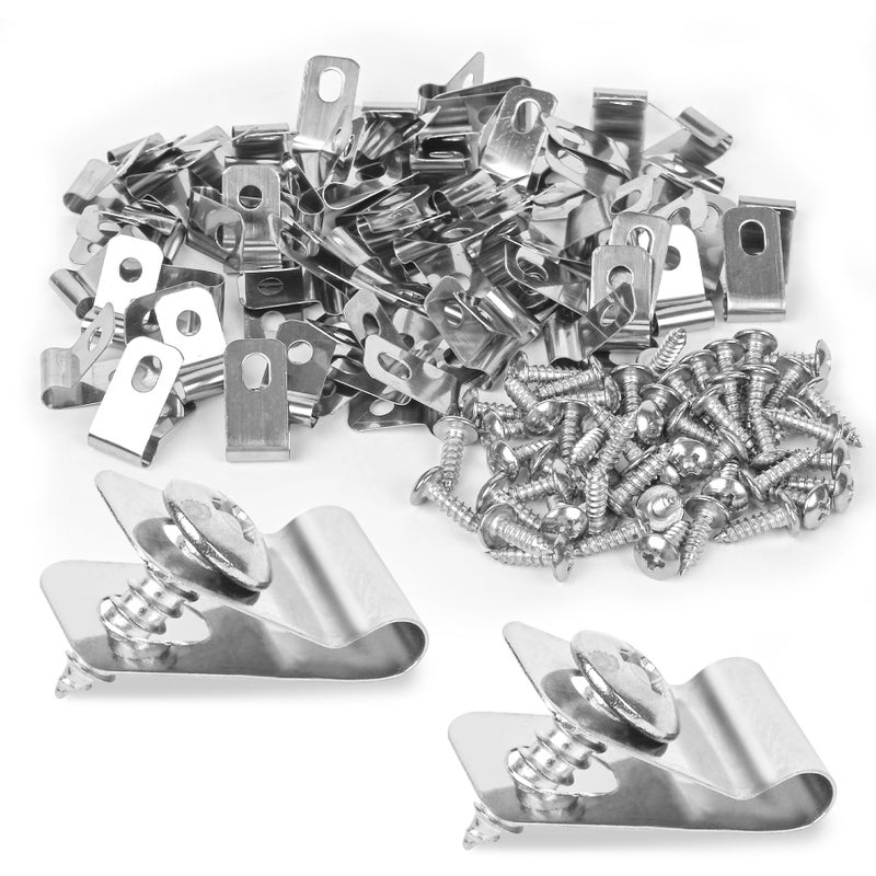 Tottist 120 Pcs Fence Wire Clamps Stainless Steel Fencing Mounting Clips With120 Pcs Stainless Steel Screws for 1216 Gauge Welded Wire to Wood Metal or Vinyl FenceX120 Kit - Image 2