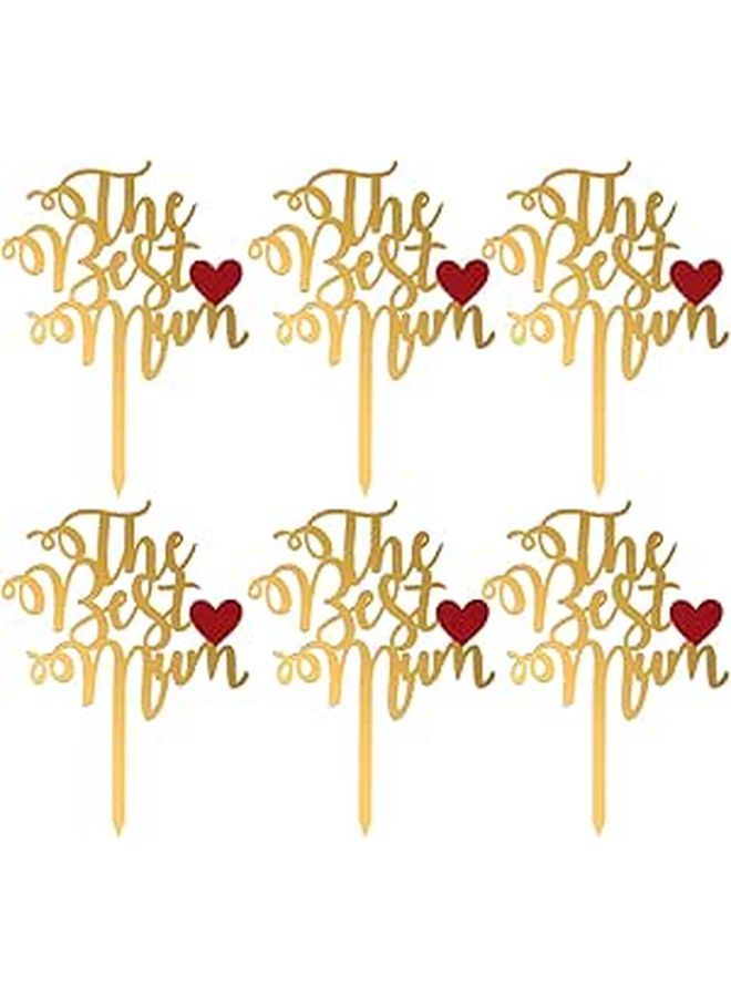 Acrylic Best Mom Cake Topper Double Layer Red Gold Inserts Mother Day Birthday Decor - Image 1