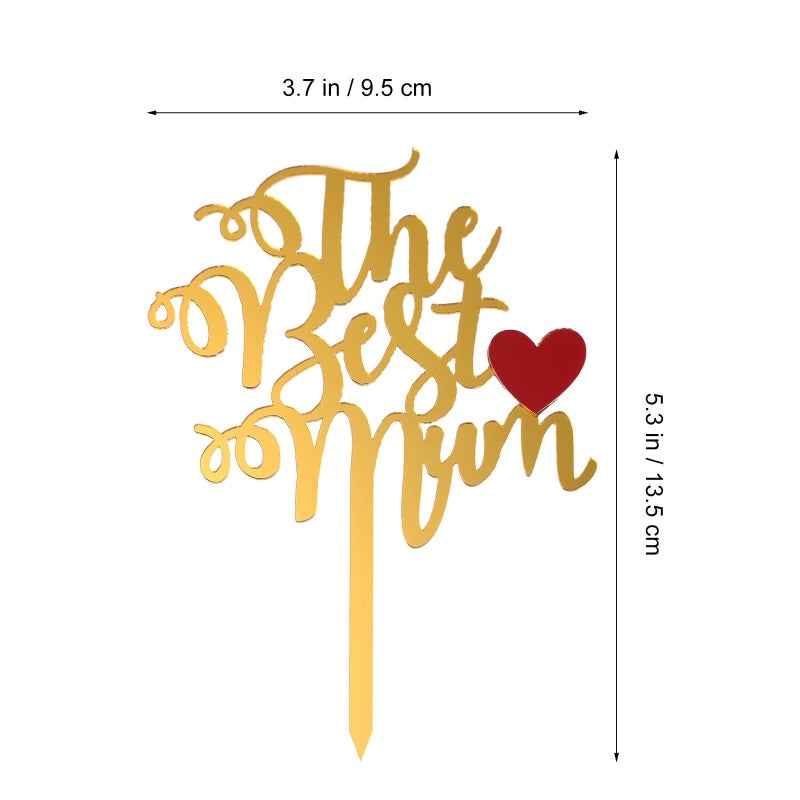 Acrylic Best Mom Cake Topper Double Layer Red Gold Inserts Mother Day Birthday Decor - Image 3