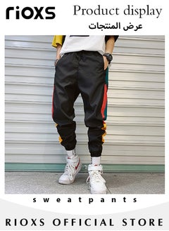 RIOXS Men's Classic Sports Sweatpants, Elastic Waist Drawstring Casual Trousers, Comfortable Lounge Jogger with Side Pockets and Ribbed Ankle Cuffs, Suitable for Leisure and Outdoor Activities  - Image 2