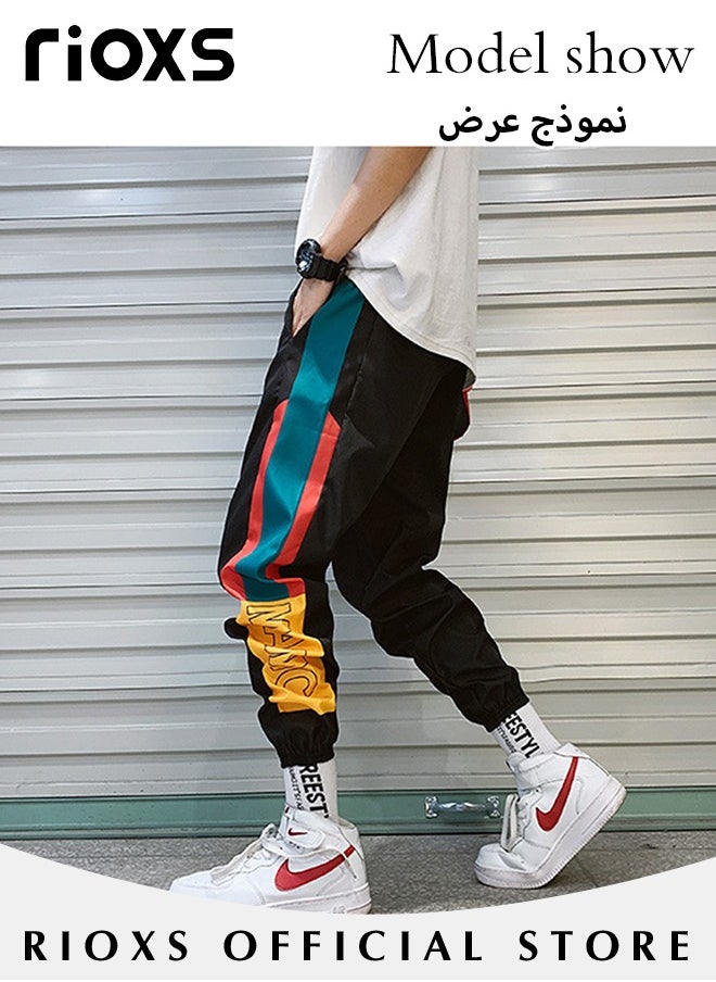 RIOXS Men's Classic Sports Sweatpants, Elastic Waist Drawstring Casual Trousers, Comfortable Lounge Jogger with Side Pockets and Ribbed Ankle Cuffs, Suitable for Leisure and Outdoor Activities  - Image 4