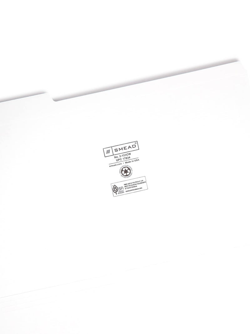 Smead File Folder, Reinforced 1/3-Cut Tab, Legal Size, White, 100 per Box (17834) - Image 3