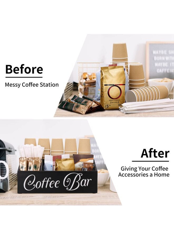 Coffee Station - Wooden Coffee Bar Storage & K-Cup Organizer for Countertop - Black - Image 5