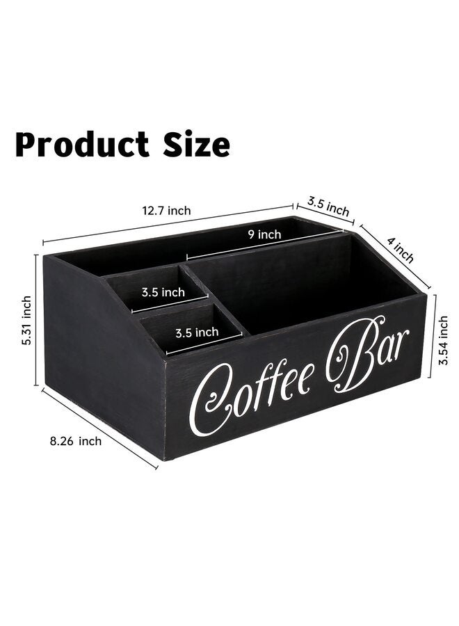 Coffee Station - Wooden Coffee Bar Storage & K-Cup Organizer for Countertop - Black - Image 2