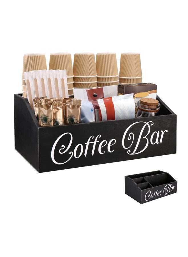 Coffee Station - Wooden Coffee Bar Storage & K-Cup Organizer for Countertop - Black - Image 1