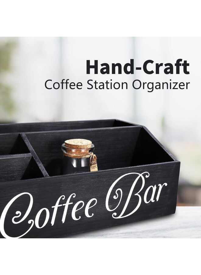 Coffee Station - Wooden Coffee Bar Storage & K-Cup Organizer for Countertop - Black - Image 3