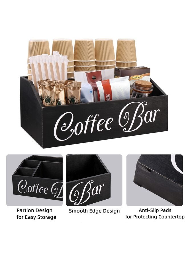 Coffee Station - Wooden Coffee Bar Storage & K-Cup Organizer for Countertop - Black - Image 4