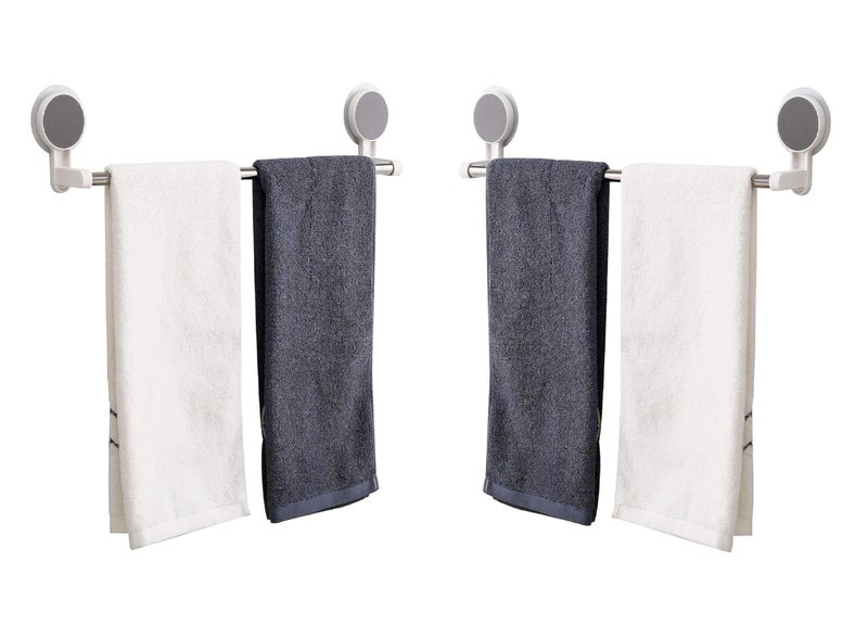 ELMVIA Stainless Steel Wall Mounted Self Adhesive Magic Sticker Towel Napkin Holder Bar for Bathroom and Kitchen Towel Rod Hangers for Clothes Hanger for Wall/Towel Stand (2 Pack Towel Bars) - Image 1