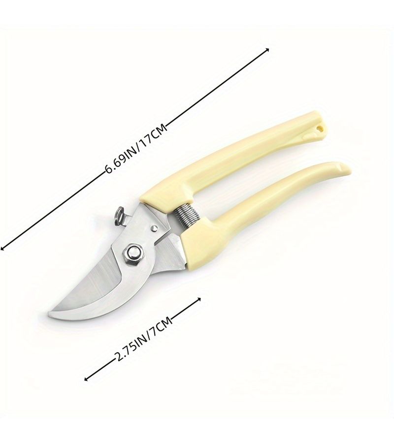 2 Piece Set Stainless Steel Gardening Pruning Shears White Ergonomic Handle - Image 3