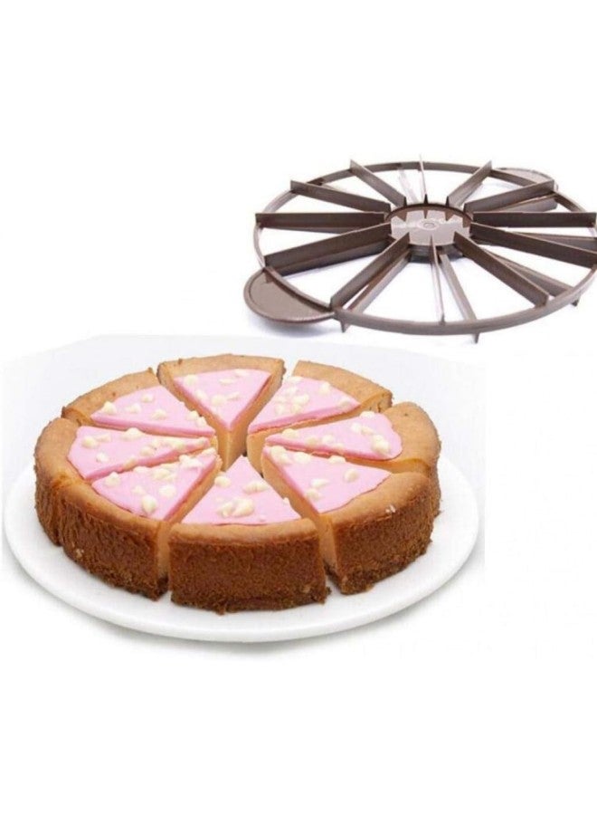 1pc Cake Divider Slice Pie Slicer Bakeware 10/12 Piece Equal Portion Cutter Plastic Bread Round Press Marker(random Color)  - Image 1