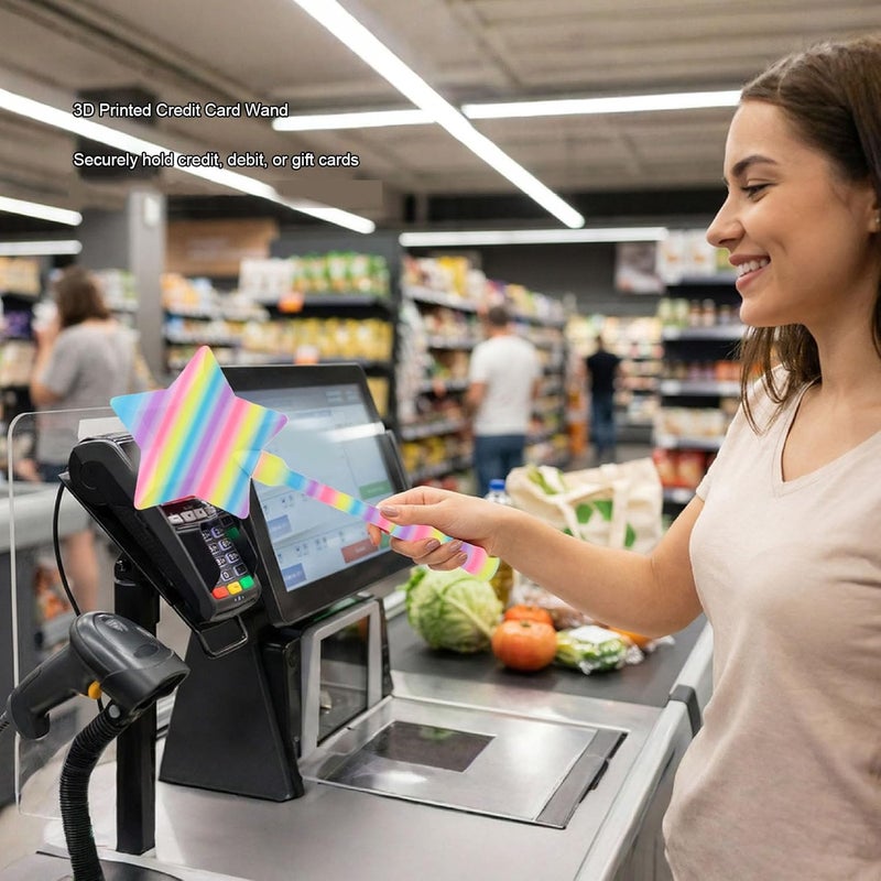 3D Printed Credit Card Wand Tap to Pay Payment Wand with Secure Card Slot for Kids Adults Shopping Gift - Image 3