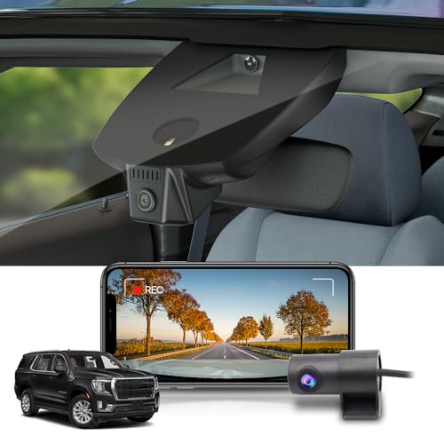 Fitcamx Front 4K+Rear 1080P Dash Cam for 2021-2024 GMC Yukon Denali AT4 XL SLE SLT (HD2-4925, with Auto-Dimming), OEM Style, Dual HD Video, Loop Recording, WiFi&APP, G-Sensor, Easy to Use, 128GB Card - Image 1