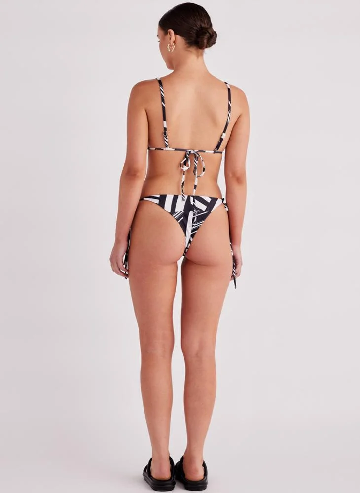 SNDYS Striped Drawstring Detailed Bikini Bottom