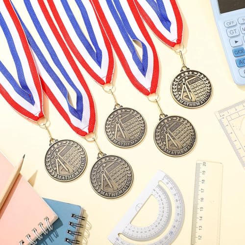 Quelay 30 Pcs 2'' Award Medals Bulk Gold Winner Medals with Neck Ribbons Metal Trophy Award Prize Gift for Tournaments, Competitions, Party, Kids and Adults(30 Pcs, Math) - Image 4