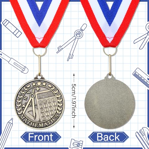 Quelay 30 Pcs 2'' Award Medals Bulk Gold Winner Medals with Neck Ribbons Metal Trophy Award Prize Gift for Tournaments, Competitions, Party, Kids and Adults(30 Pcs, Math) - Image 2