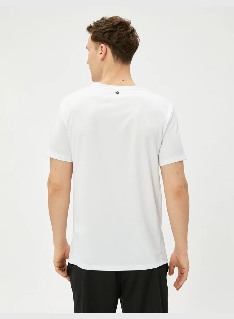 كوتون Sport T-Shirt Slogan Printed Short Sleeve Crew Neck